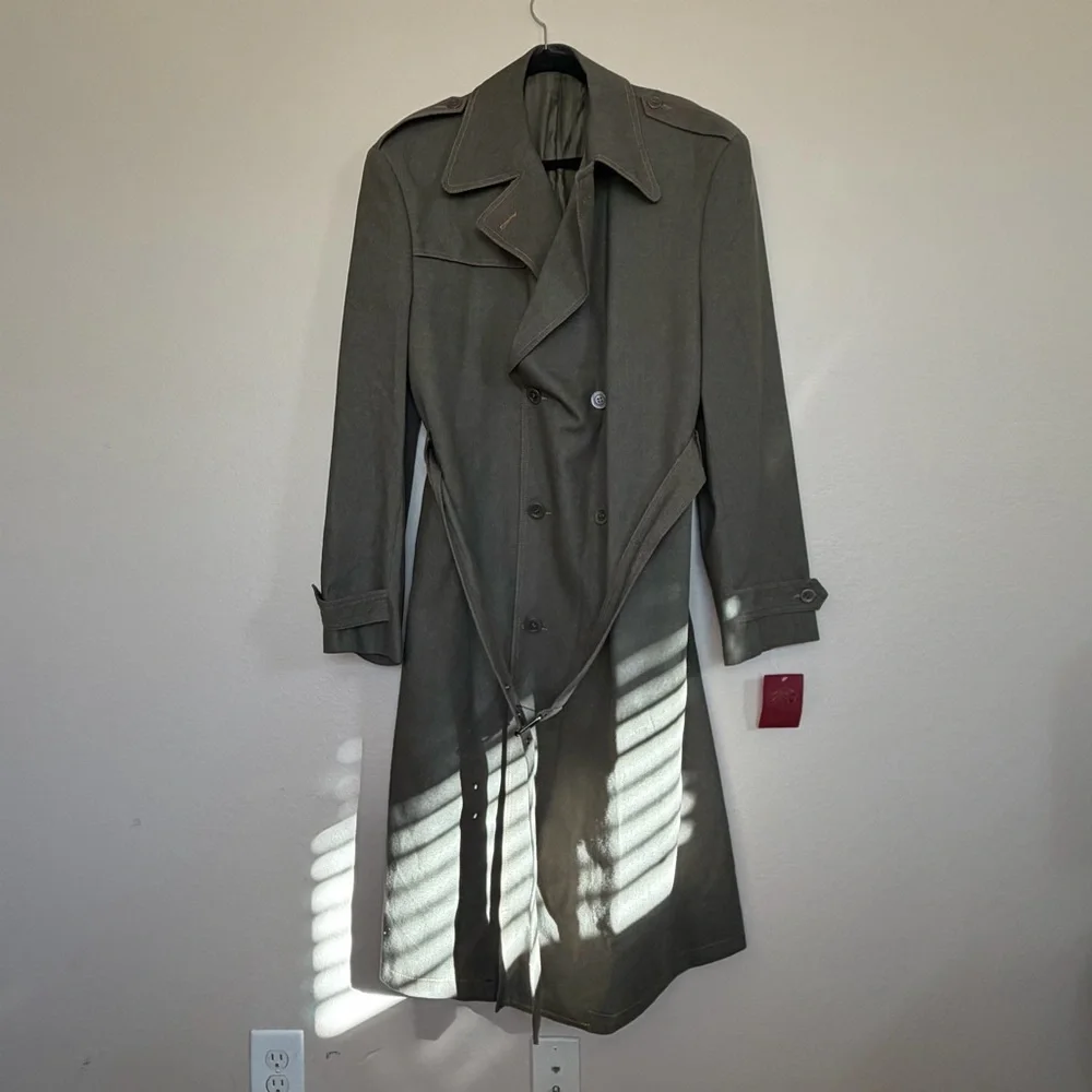 IL Canto Olive Green Denim Trench Coat
